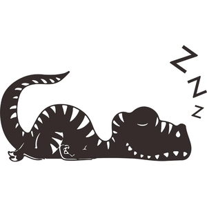Détail de l'autocollant mural dinosaure T-Rex endormi avec des rayures blanches décoratives