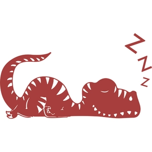 Sticker mural dinosaure rouge endormi pour décoration de chambre d'enfant avec Zzz