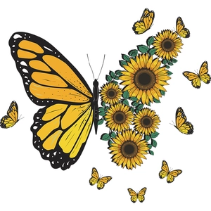 Creative butterfly and sunflower wall sticker for refrigerator and bedroom home decor