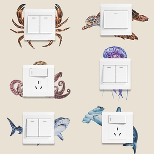 3D ocean animal switch stickers featuring shark, octopus and sea turtle wall decor