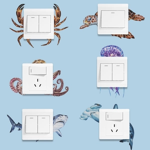 Creative Sea Animal PVC Wall Stickers Realistic Shark Octopus Turtle Decals For Home Light Switch Socket Decoration