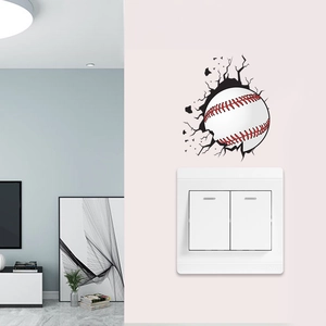 3D Broken Wall Baseball Wall Sticker Waterproof PVC Decorative Decal For Light Switch Socket Bedroom Living Room Sports Decor