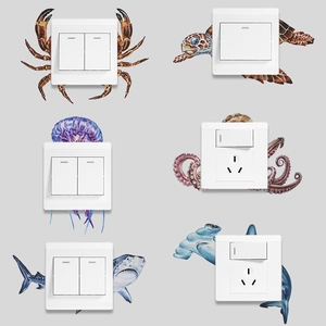 Watercolor ocean animal switch stickers featuring crab, turtle, octopus and sharks set