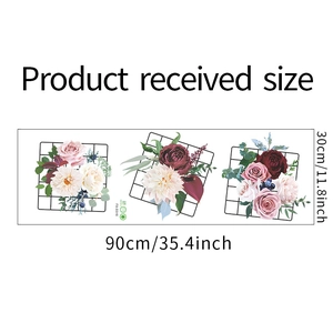 Detailed view of FX-D318 mesh peony flower wall stickers in 90x30cm layout size