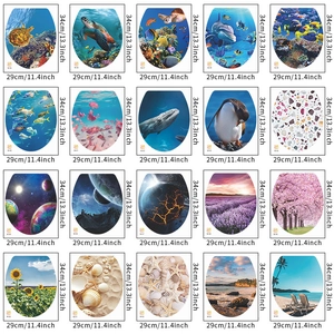 Detailed catalog showing 20 sets of 34x29cm creative nature theme toilet lid stickers