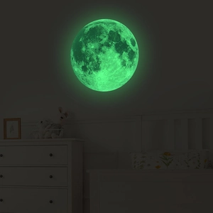 40cm realistic glowing moon wall sticker with green luminous effect for kids bedroom decor