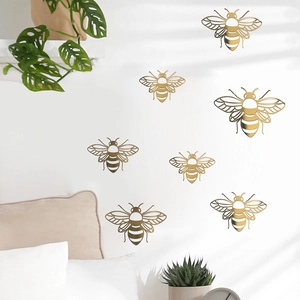 3D hollow gold bee wall stickers in assorted sizes for home decor and party styling