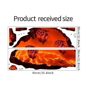 Lava theme wall stickers set showing two sheets of 90x30cm size with volcanic magma pattern
