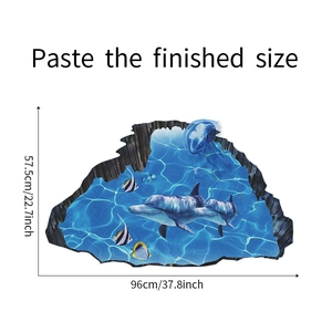 Details der 3D-Wandsticker Meereswelt mit Delfinen und Fischen in der Größe 96cm x 57,5cm
