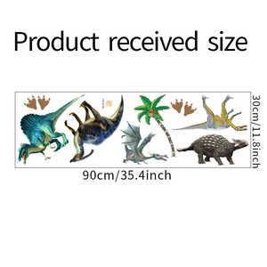 Detailed sheet of dinosaur wall stickers measuring 30x90cm for kids bedroom decoration