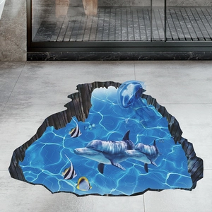 3D Ozeanwelt Bodenaufkleber mit Delfinen und Fischen für die Kinderzimmerdekoration
