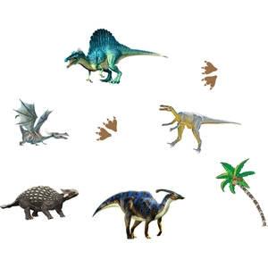 Cartoon dinosaur and palm tree wall stickers for kids bedroom wall decoration