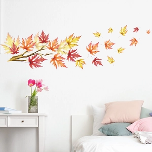 Stickers muraux autocollants branche érable d'automne pour décoration de chambre et maison