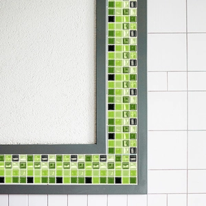 Self-adhesive green mosaic tile wall sticker for kitchen and bathroom home decoration