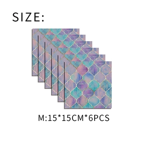 Detail of 6pcs colorful purple fish scale tiles with Moroccan patterns for home decor