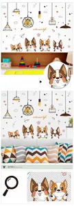 Detail showing Sweet Life cartoon dog paw wall stickers in a cozy children room setting