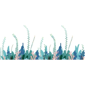 Detailed view of colorful underwater seaweed and coral wall stickers for kids' rooms
