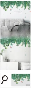 Detail von Aquarell Monstera Blättern Wandtattoo mit englischem Inspirationsspruch