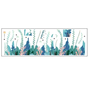 Detail view of MG93-14 wall stickers showing seaweed and pink coral with numbered guides