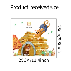 Wandtattoo Mauseloch und Katze Produktblatt mit Maßen 29cm x 25cm für Kinderzimmer
