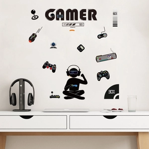 Adesivi murali Gamer con controller tastiera e icone per decorare la stanza dei giochi