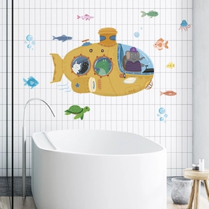 Autocollant Mural Sous-marin Animal Océan Vie Marine Amovible PVC Imperméable DIY Décalcomanie Pour Chambre Enfant Salle De Bain