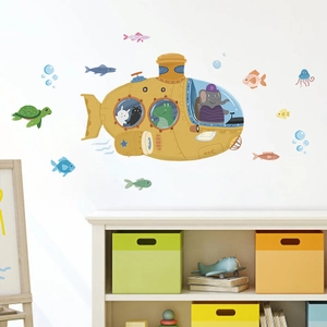 Stickers muraux sous-marin et animaux marins pour décoration de chambre d'enfant et crèche