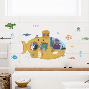 Stickers muraux sous-marin avec animaux pour décoration de chambre d'enfant et salle de bain