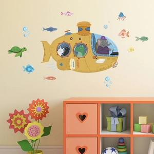 Stickers muraux sous-marin et animaux marins pour décoration de chambre d'enfant