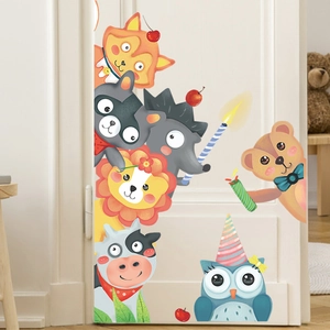 Cute cartoon animal stack wall stickers for children nursery and bedroom wall decoration