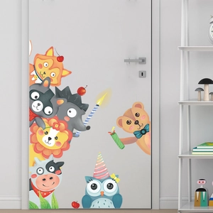 Cartoon animal stack wall stickers with lion and fox for kids room and nursery decoration