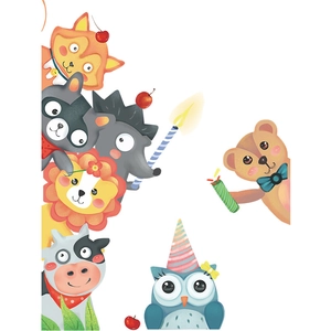 Cartoon animal stack wall stickers featuring fox and lion for kids room decoration