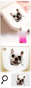 Dettaglio macro dell'adesivo 3D Bulldog Francese con texture realistica e colori vivaci