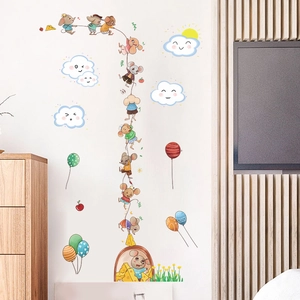 Cartoon mouse and cheese wall stickers for kids room background decoration in vibrant colors