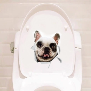 Adesivo 3D Bulldog Francese con effetto strappo per decorazione WC o frigorifero