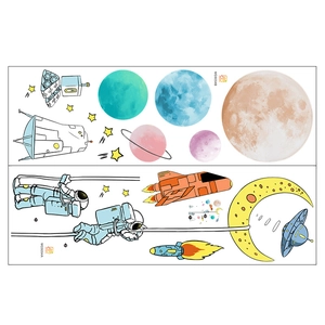 Detail der MG9054 Astronauten und Weltraumplaneten Wandsticker für Kinderzimmer Deko