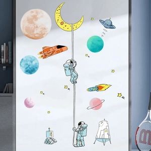 Wandaufkleber-Set mit Astronauten und Mond für kreative Kinderzimmer-Wanddekoration