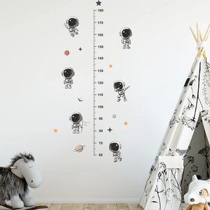 Cartoon astronaut height chart wall sticker measuring 60-180cm for kids bedroom