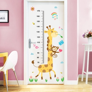Cartoon giraffe and monkey height measurement wall sticker for kids room decor 70-170cm