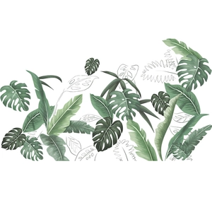 Stickers muraux feuilles de monstera et palmier pour déco salon et chambre