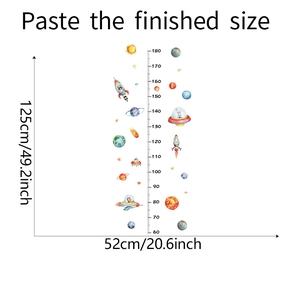 Detailed size map of space planet height chart sticker measuring 125cm by 52cm