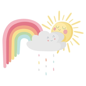 Macaron rainbow clouds and sun wall stickers for kids bedroom wall decoration