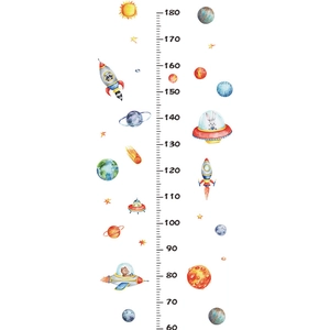 Cartoon space rocket planet height chart wall sticker for kids bedroom decor