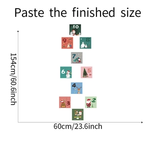 Detail view of Xmas033 hopscotch wall stickers with dimensions 154x60cm and holiday motifs