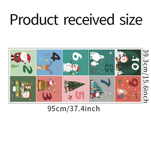 Detailed size chart for Christmas hopscotch wall sticker with Santa and numbered grid tiles