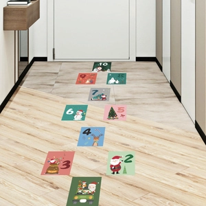 Christmas hopscotch floor decal with Santa and reindeer numbers 1-10 for kids bedroom