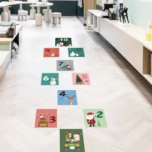 Christmas Santa Claus hopscotch floor stickers for kids bedroom decor with numbers 1-10