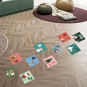 Christmas hopscotch floor stickers with Santa and reindeer for kids bedroom decor