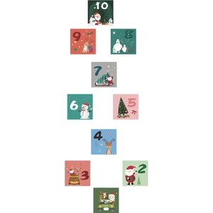 Christmas countdown hopscotch stickers featuring Santa and reindeer for kids room floor