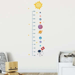 Space astronaut height chart for kids wall decor with sun planets and 180cm scale